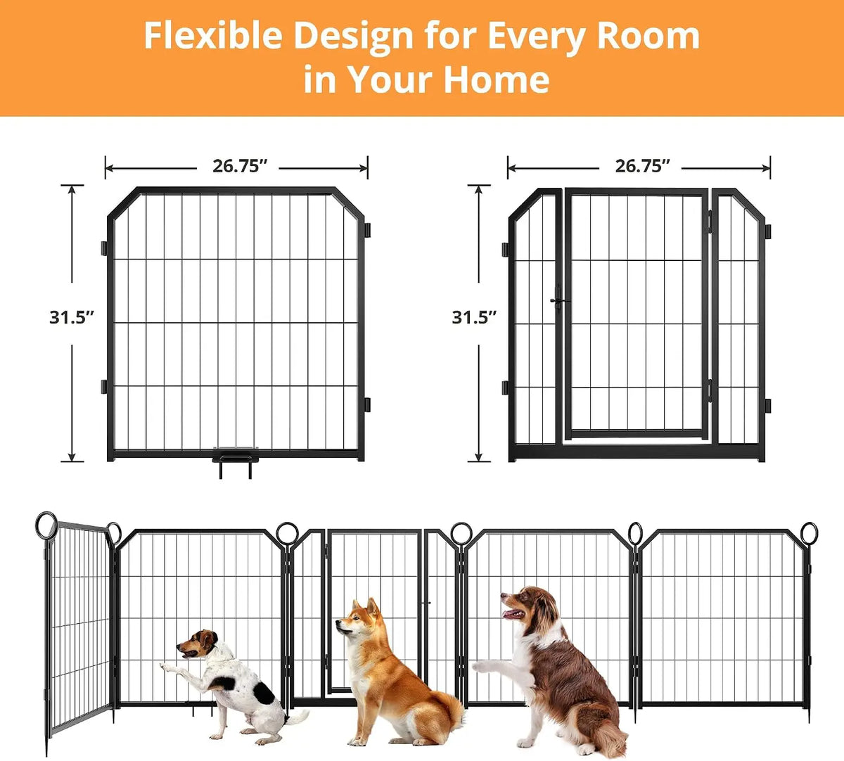 Garvee Metal Puppy Playpen With Secure Door For Indoor Outdoor Use
