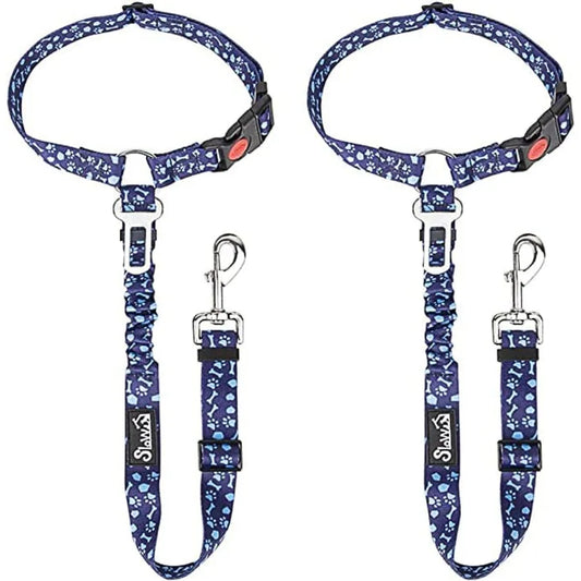 Dog Car Seat Belt Harness With Bungee 2 Pack Safety Tether
