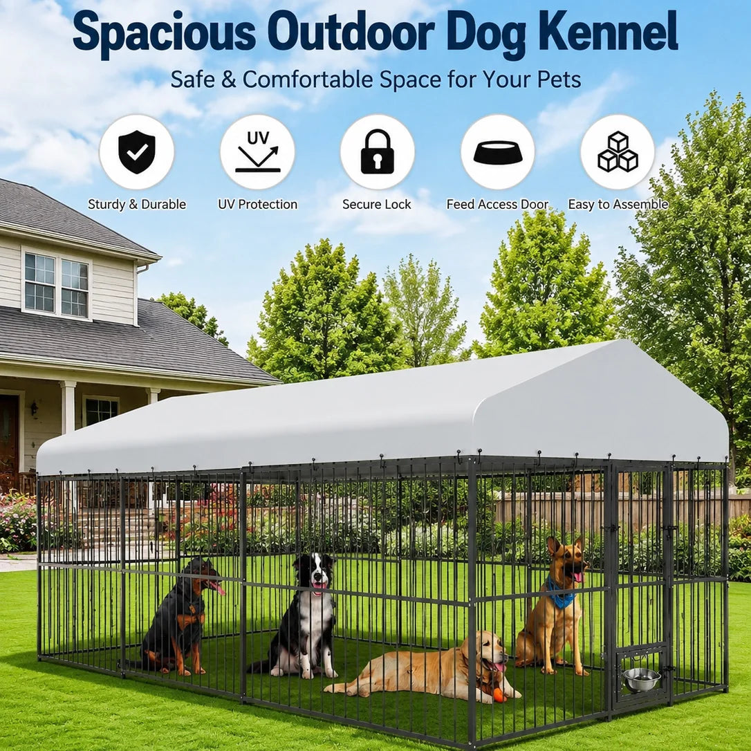 Heavy Duty Outdoor Dog Kennel With Secure Walk In Run