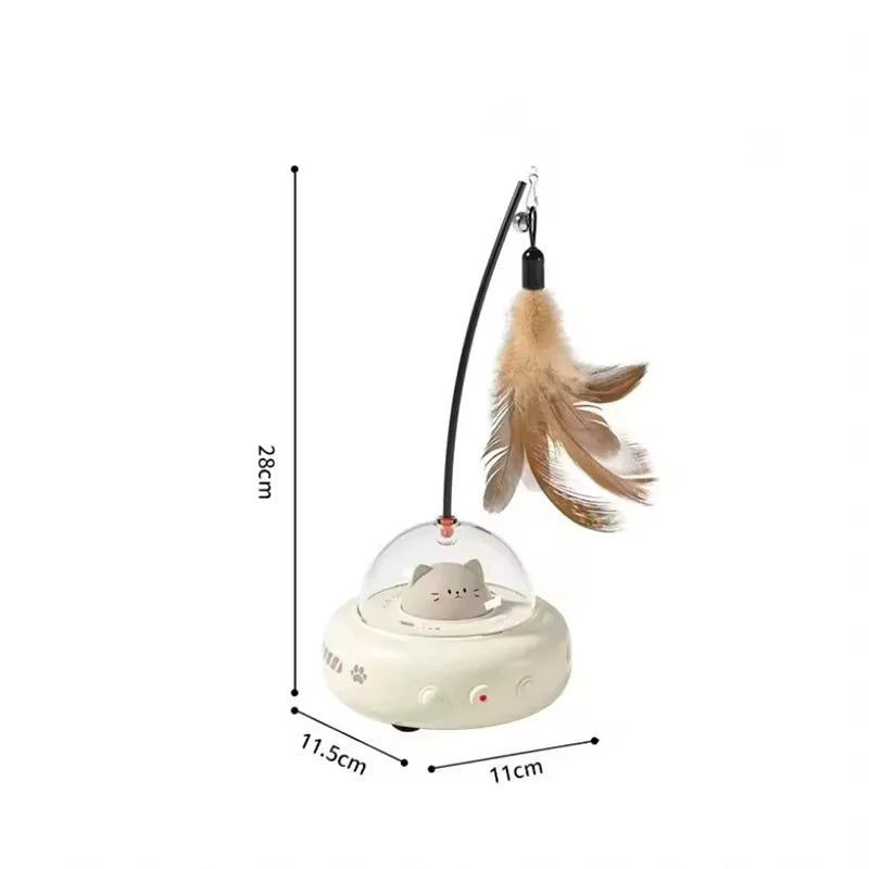 Automatic Electric Cat Teaser Toy With Laser And Feather