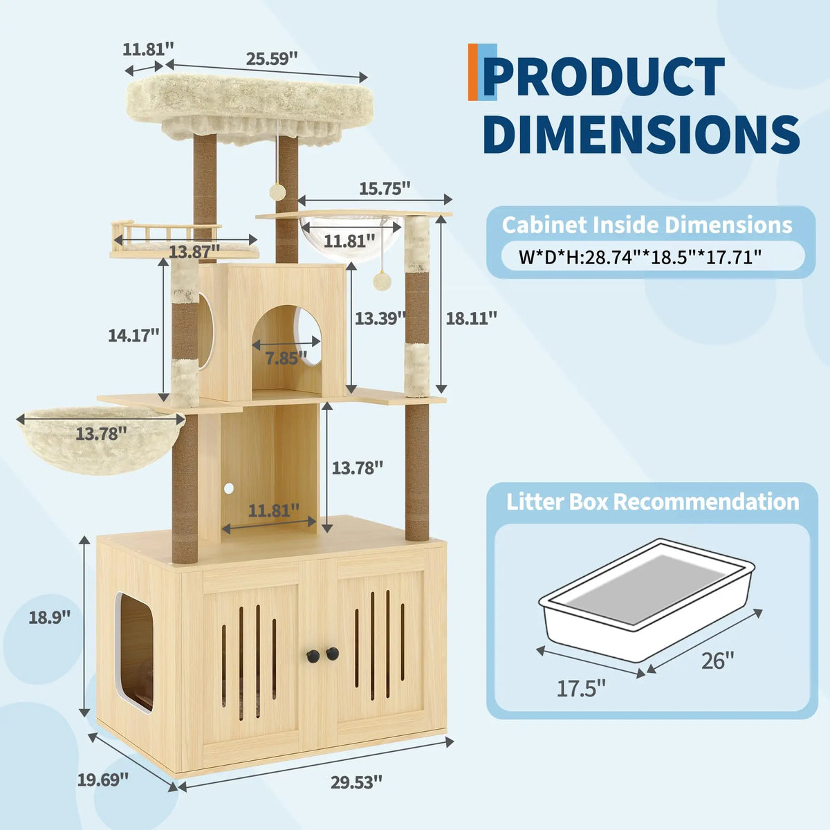 Studyset Cat Tree With Hidden Litter Box And Scratching Posts
