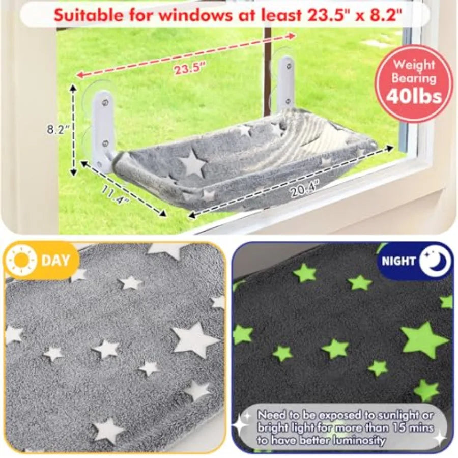 Foldable Cat Window Perch Hammock Bed With Sturdy Metal Frame