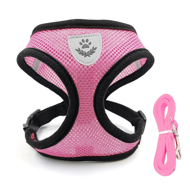 Adjustable Cat Dog Harness Leash Set Reflective Escape Proof Mesh Vest Puppy Kitten Chest Strap Pet Walking Safety Lead Supplies