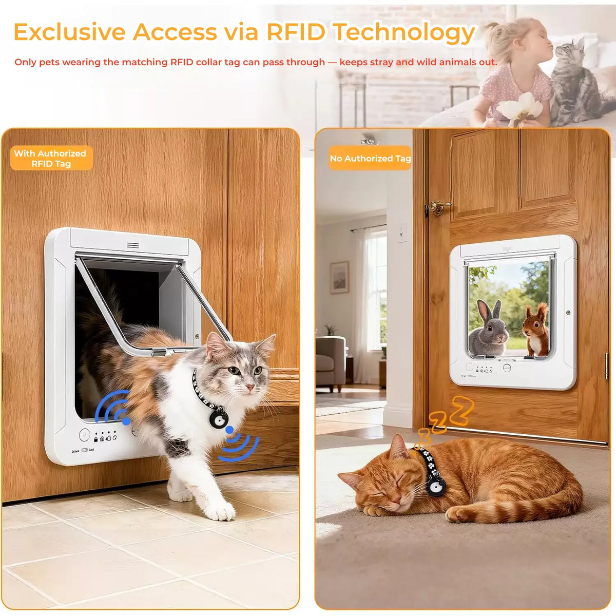 RFID Smart Cat Door With Automatic Microchip Collar Recognition