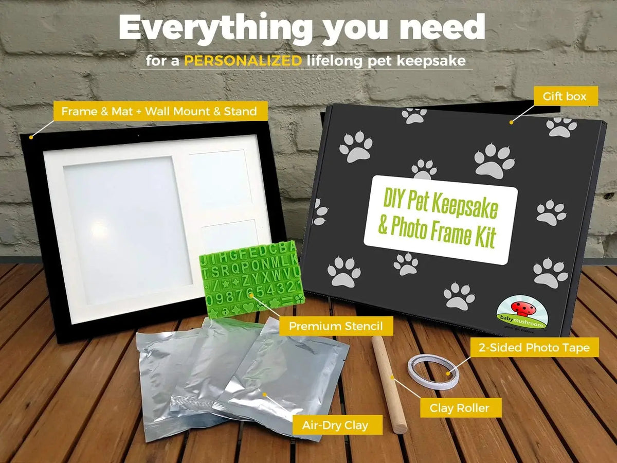 Pet Pawprint Keepsake Kit with Wood Frame for Memorial Gift