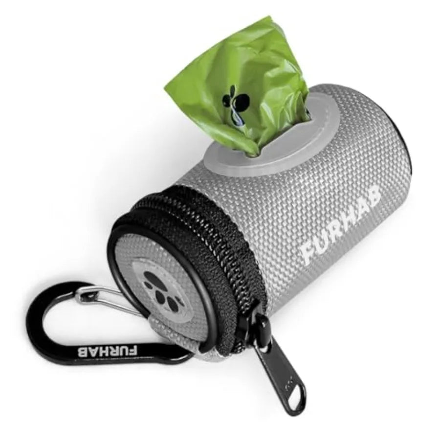 Dog Poop Bag Holder With Carabiner Clip And Nylon Dispenser