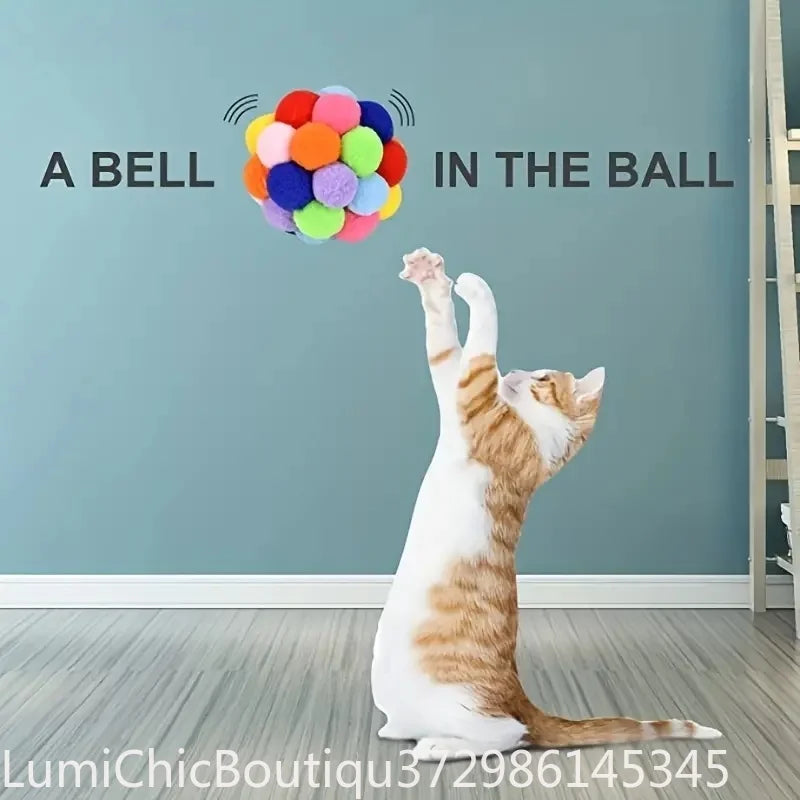 Interactive Elastic Bell Ball Set For Cat Self Entertainment