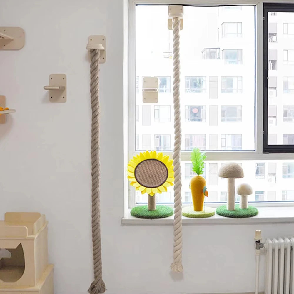CWV Wall Mounted Cat Climbing Shelf With Sisal Scratching Rope