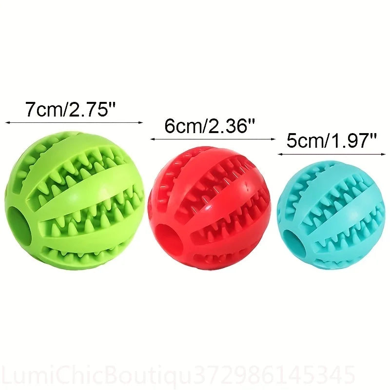 Durable Rubber Treat Dispensing Dog Ball Interactive Chew Toy