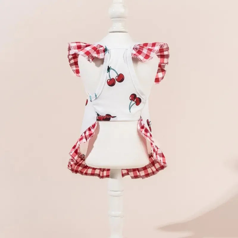 Plaid Pet Princess Dress with Bow for Dogs and Cats