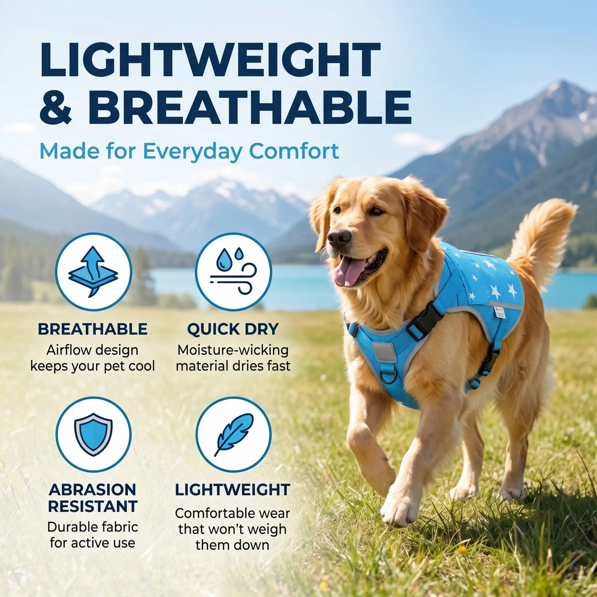Dog Cooling Vest Harness Jacket With Freezer Cooling Packs