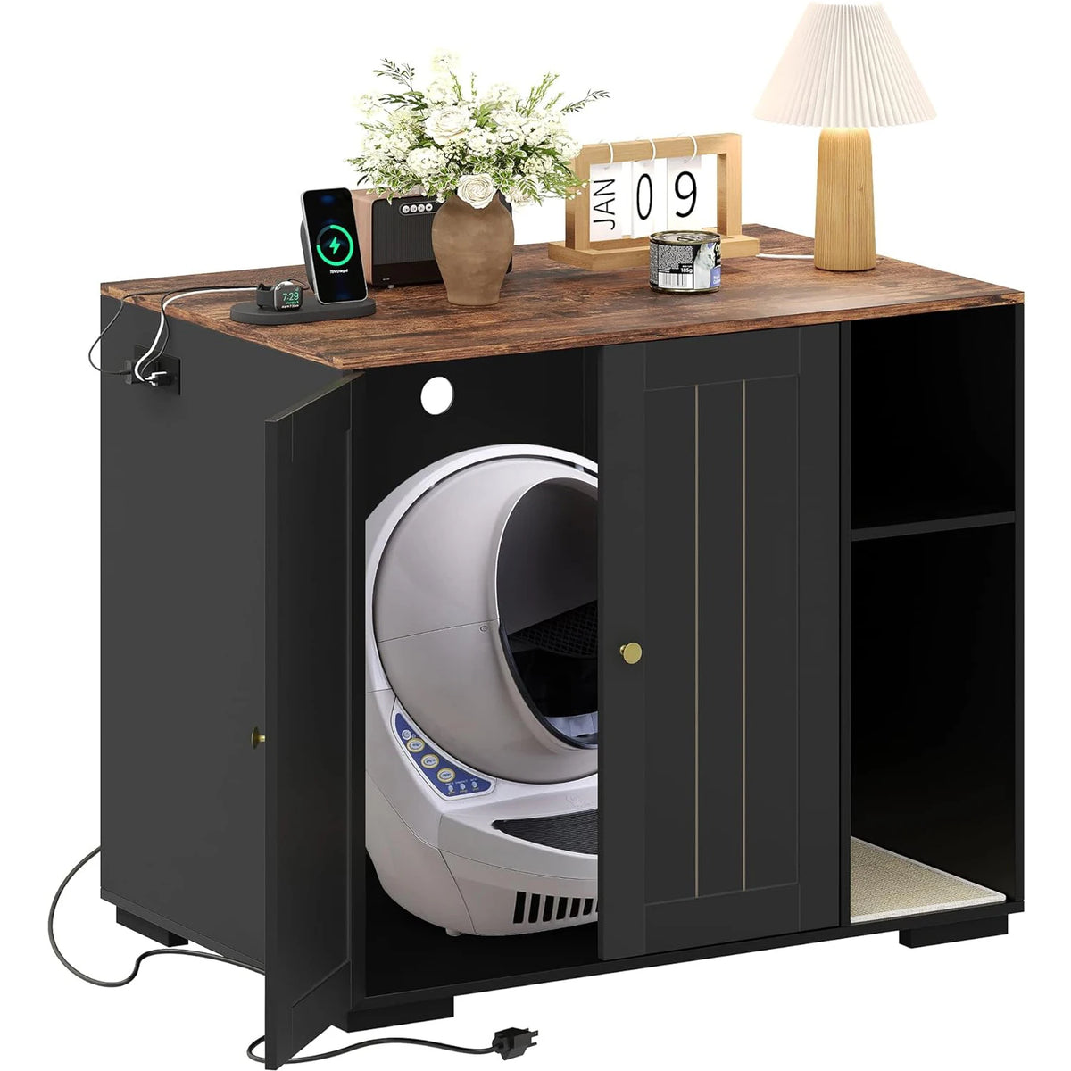 HiMISS Cat Litter Robot Enclosure With Shelf And Power Outlet