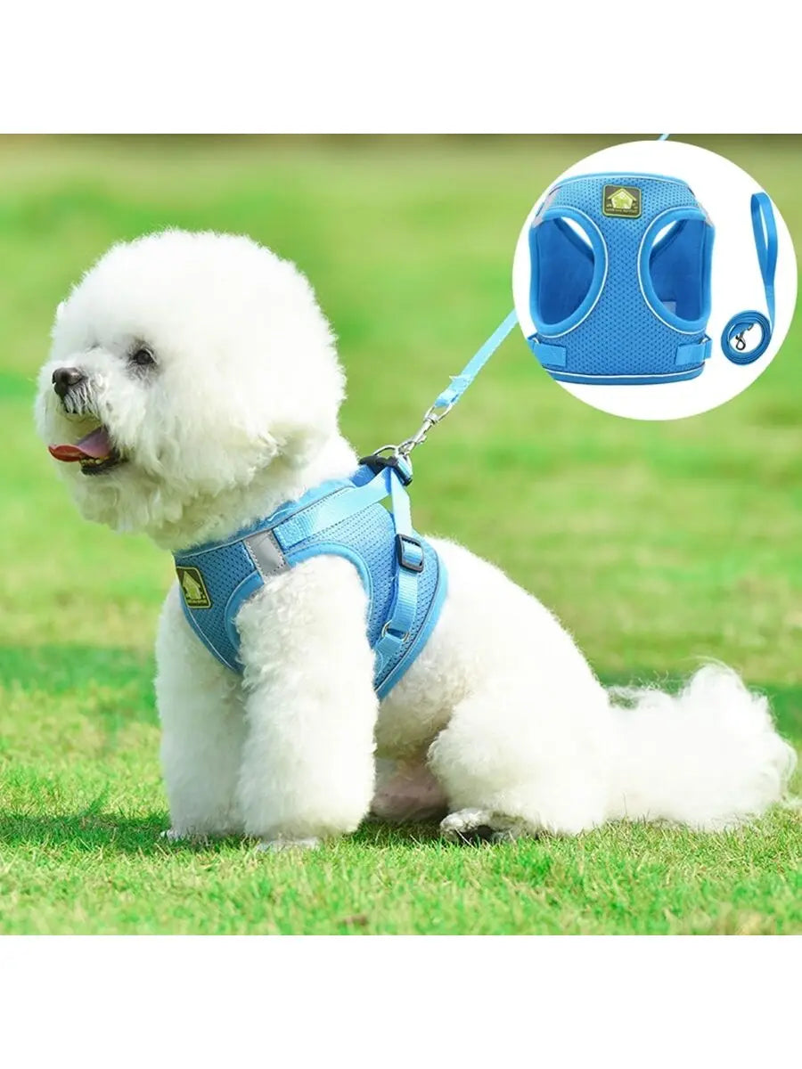 1 Set Pet Chest Back Traction Rope For Four Seasons Suitable For Medium And Small Dogs Vest Style Non-choking Dog Leash For Outdoor Walking Comfortable Mesh Breathable Adjustable Reflective Dog Vest Chest Back Strap