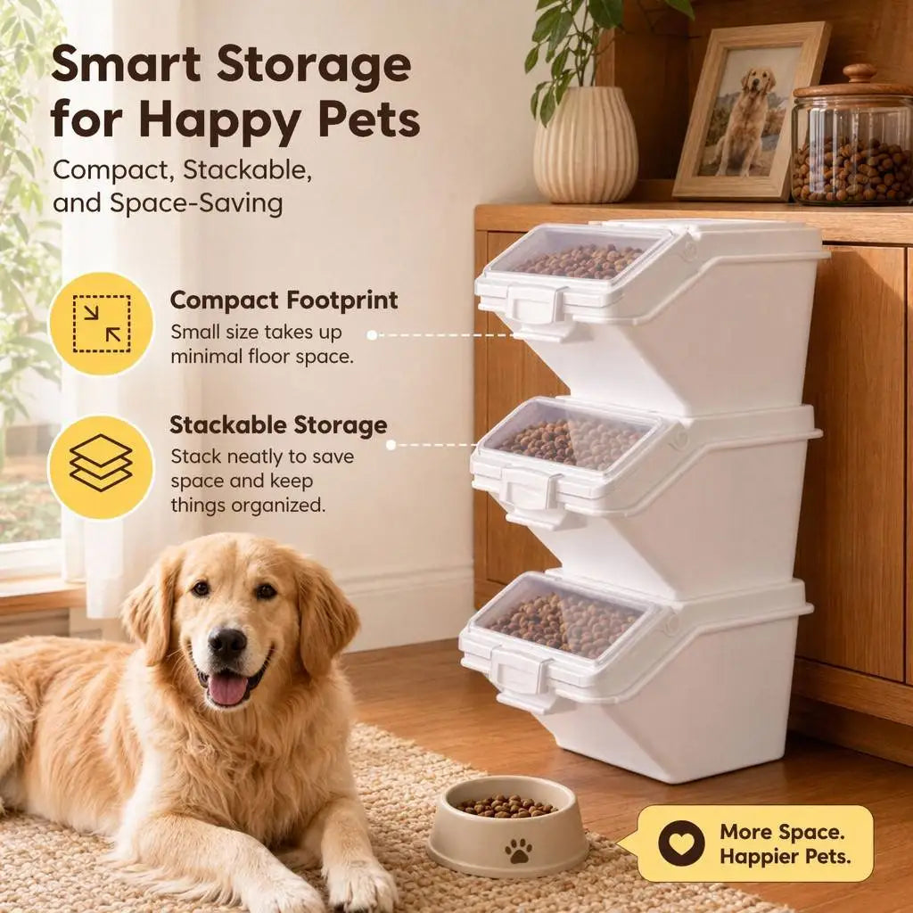 Airtight Pet Food Storage Containers with Scoop for Treats and Kitchen Use