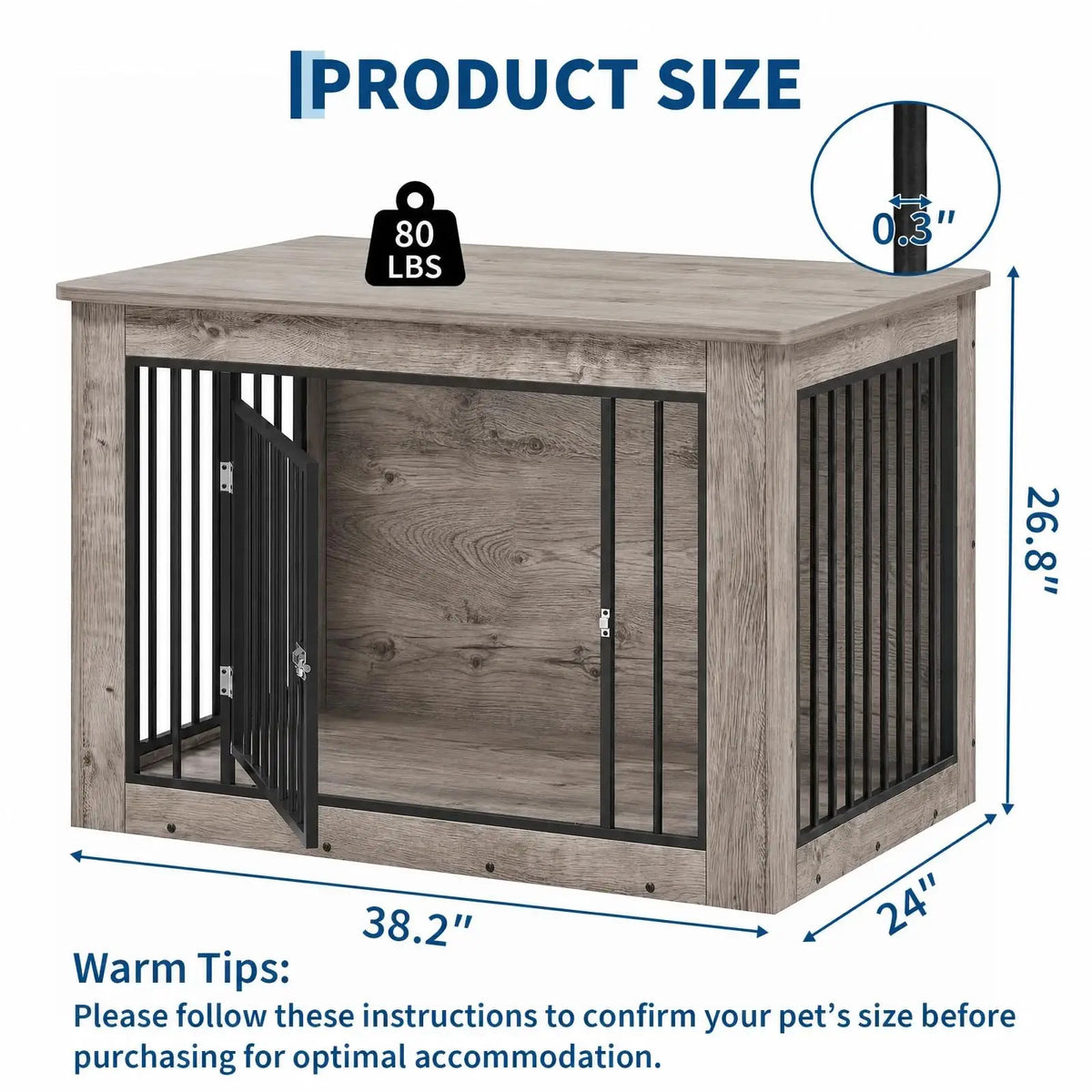 Furniture Style Dog Crate End Table With Dual Door Design