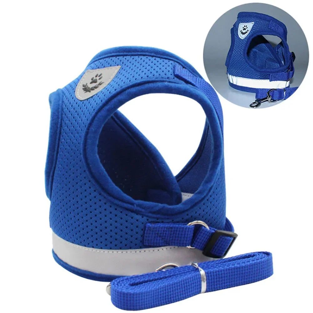 Cat Harness Leash Set Reflective Adjustable Escape Proof Mesh Vest