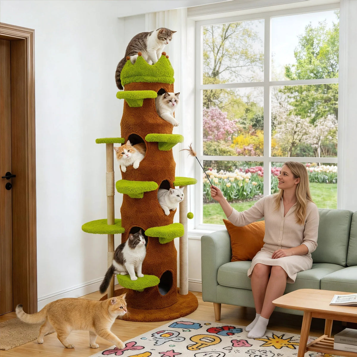 BINGOPAW Heavy Duty Cat Tree Crown Perch Sisal Scratching Posts
