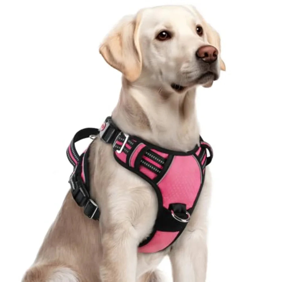 Dog Harness for Large, No Pull 3 Buckles Easy On and Off Soft Padded, Walking with Control Handle, Adjustable and Reflective, P