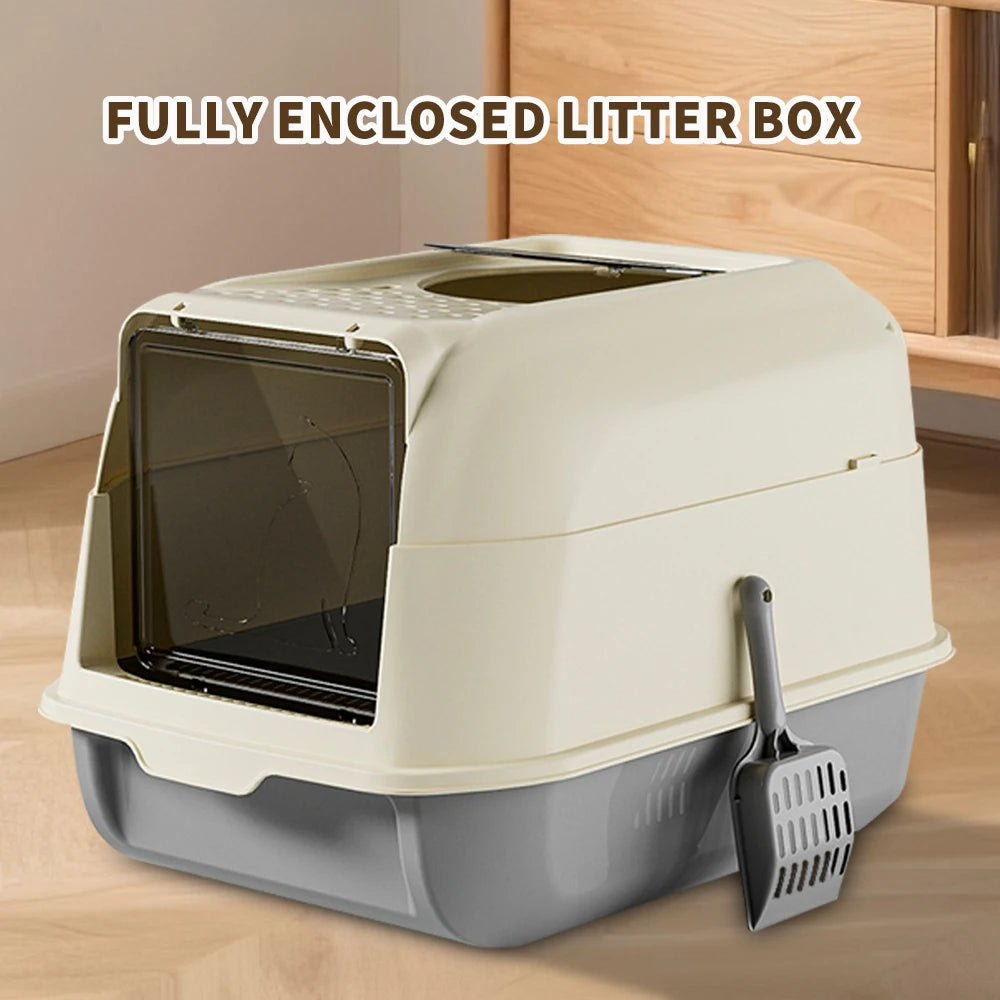 Double Door Litter Box with Dual Entry for Multi Cat Homes