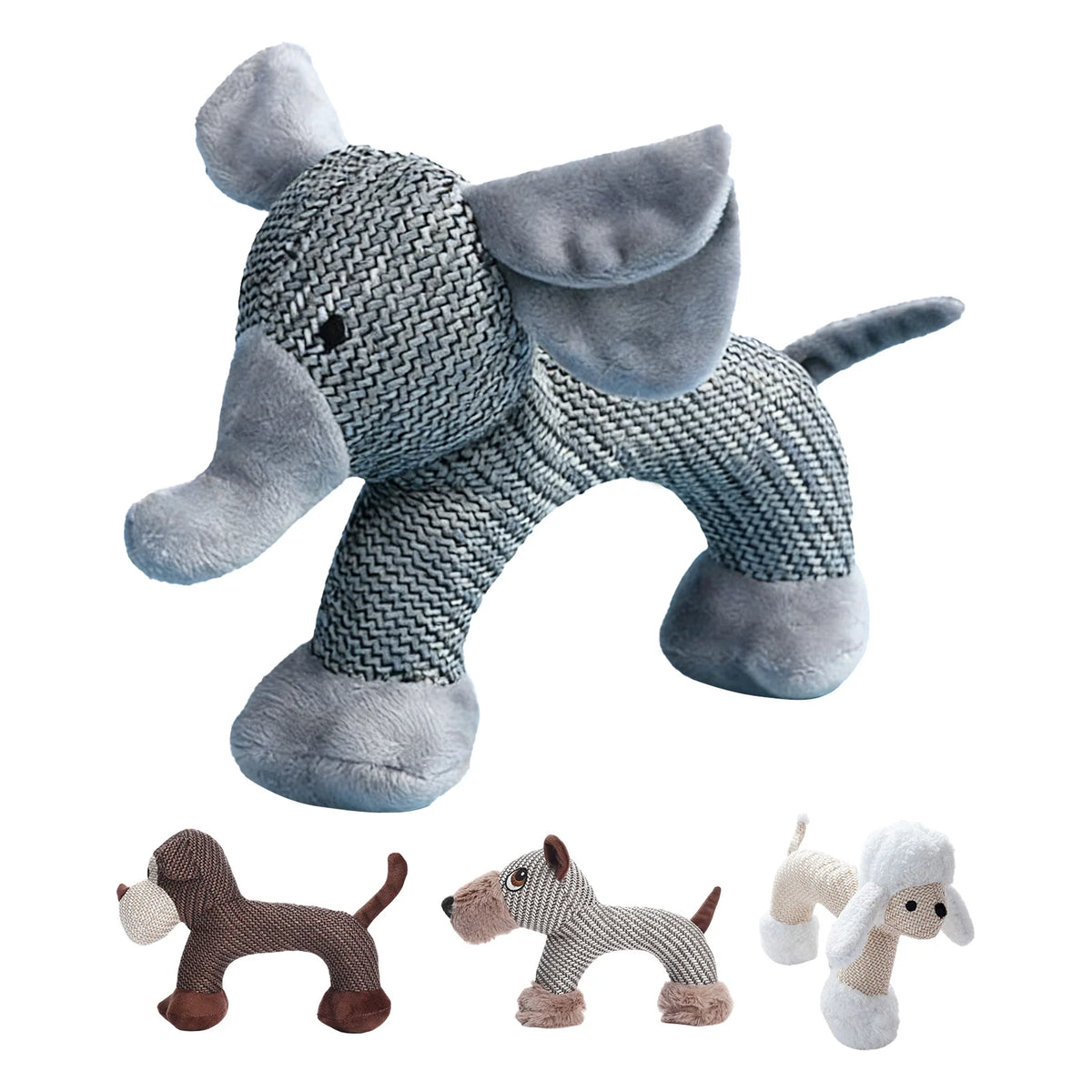 Interactive Squeak Puppy Toy Wear Resist Cute Animal Shape Plush Linen Toy Dogs Accompanying Puppy Doll for Small Large Dogs