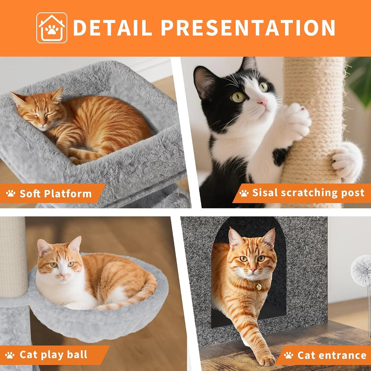 Modern Cat Tree With Hidden Litter Box Enclosure And Condo