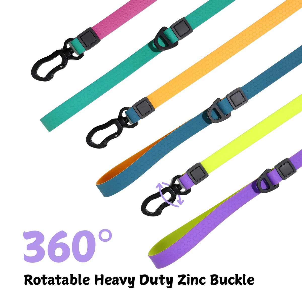 Waterproof PVC Dog Collar and Leash Set with Heavy Duty Swivel Clip for Small Medium and Large Dogs