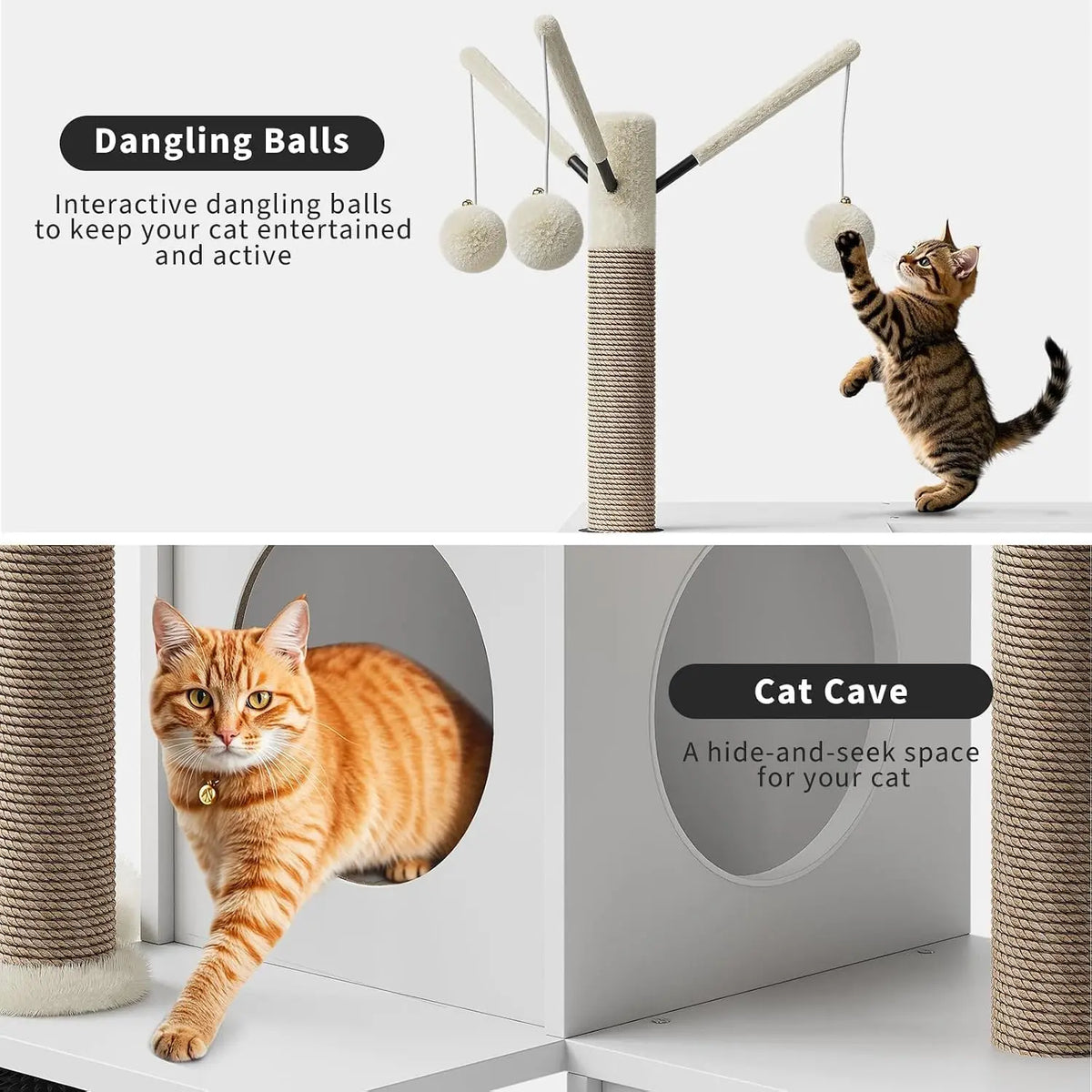 Garvee Indoor Cat Tree Tower With Private Litter Cabinet