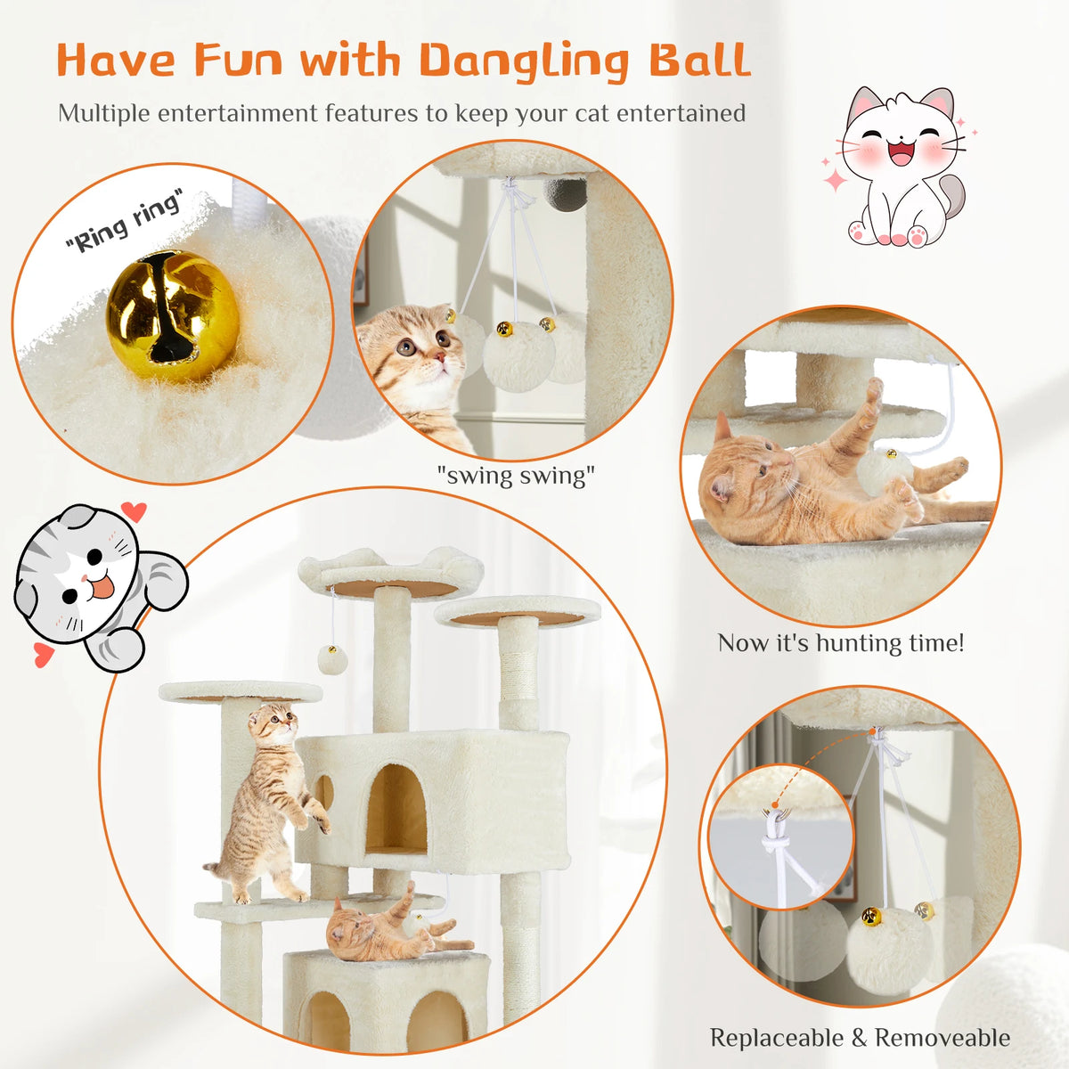 JHK Multi-Level Cat Tree Tower With Sisal Scratching Posts