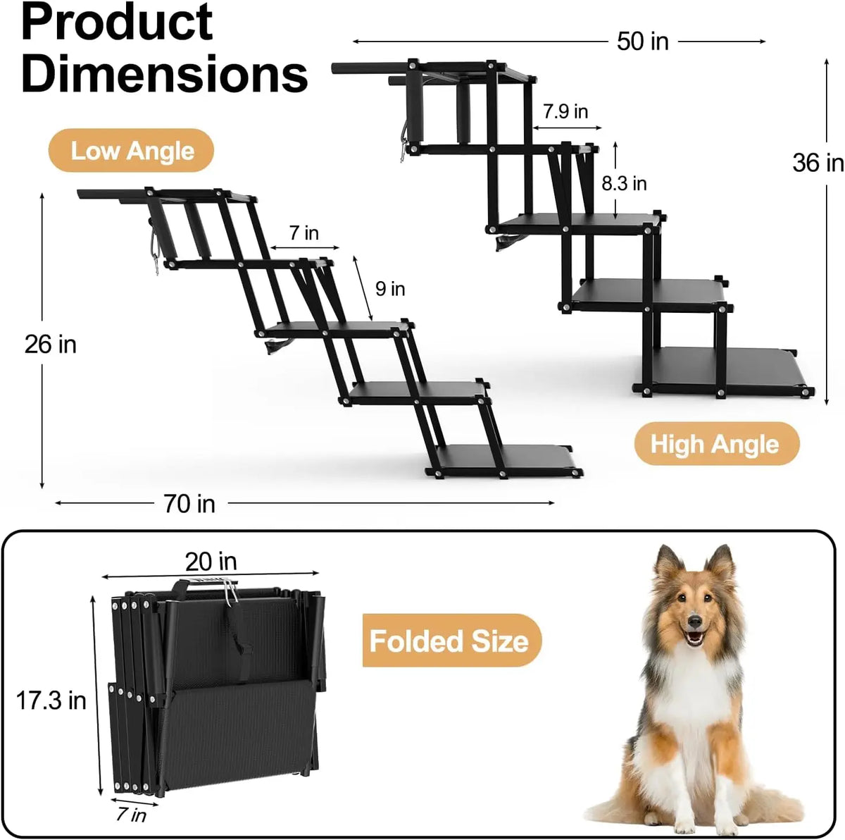 Heavy Duty Dog Stairs for Large Dogs and Car Access