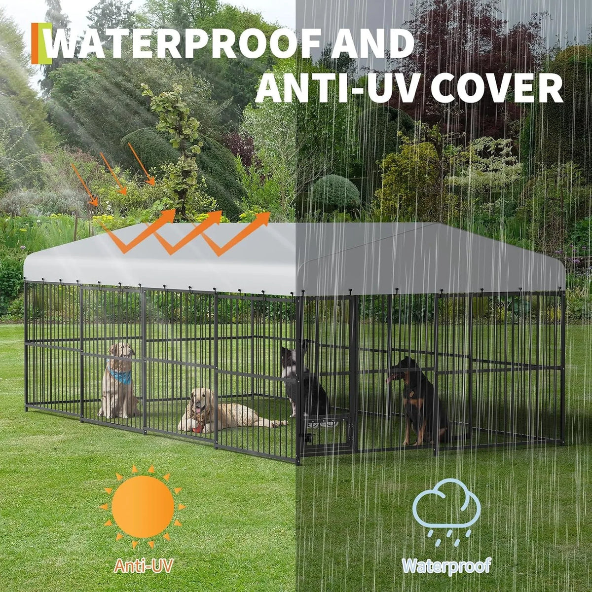 Heavy Duty Outdoor Dog Kennel With Secure Walk In Run
