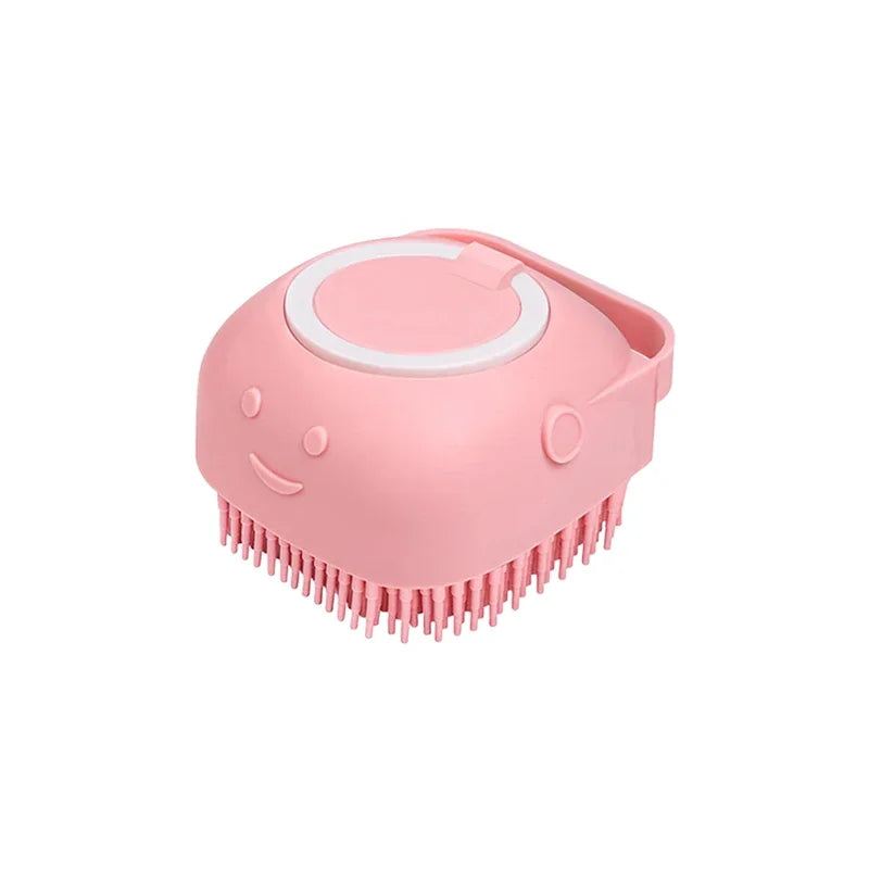 Silicone Bath Brush With Shampoo Dispenser For Dogs And Cats