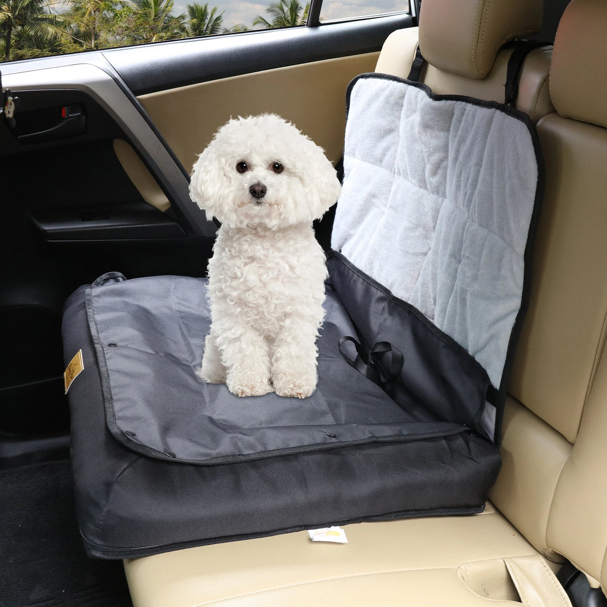 BORWART Portable Dog Car Seat Bed With Safety Belt