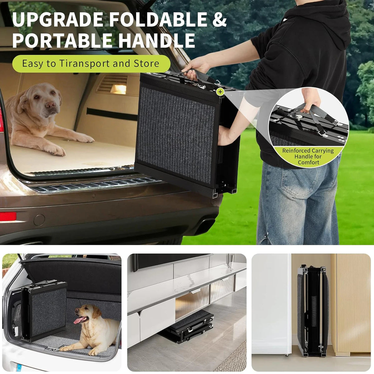 HiMISS Portable Folding Dog Car Ramp with Non Slip Surface