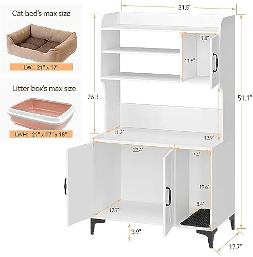 Garvee Cat Litter Box Enclosure Cabinet With Storage