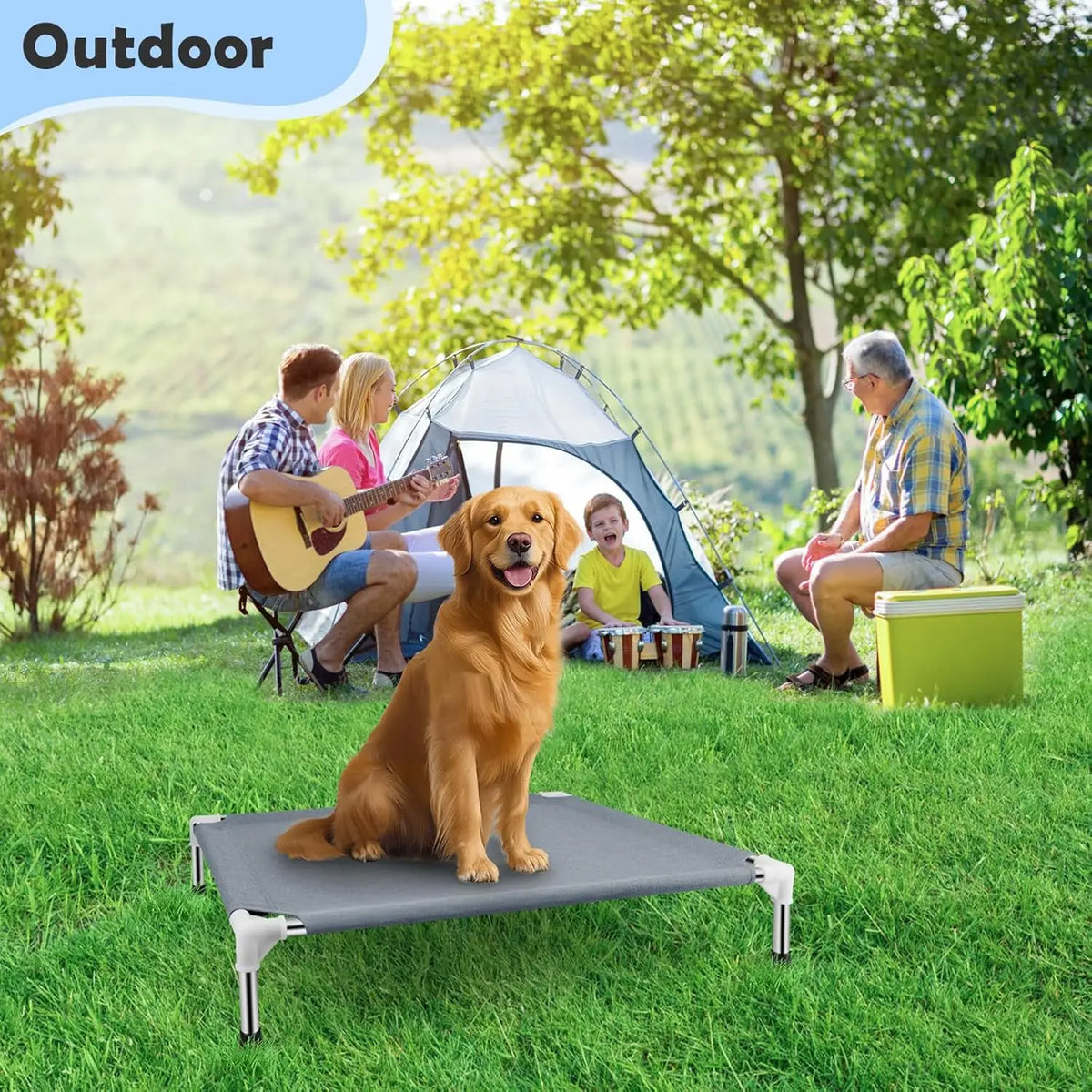 Elevated Cooling Dog Bed with Breathable Non Slip Cot Design