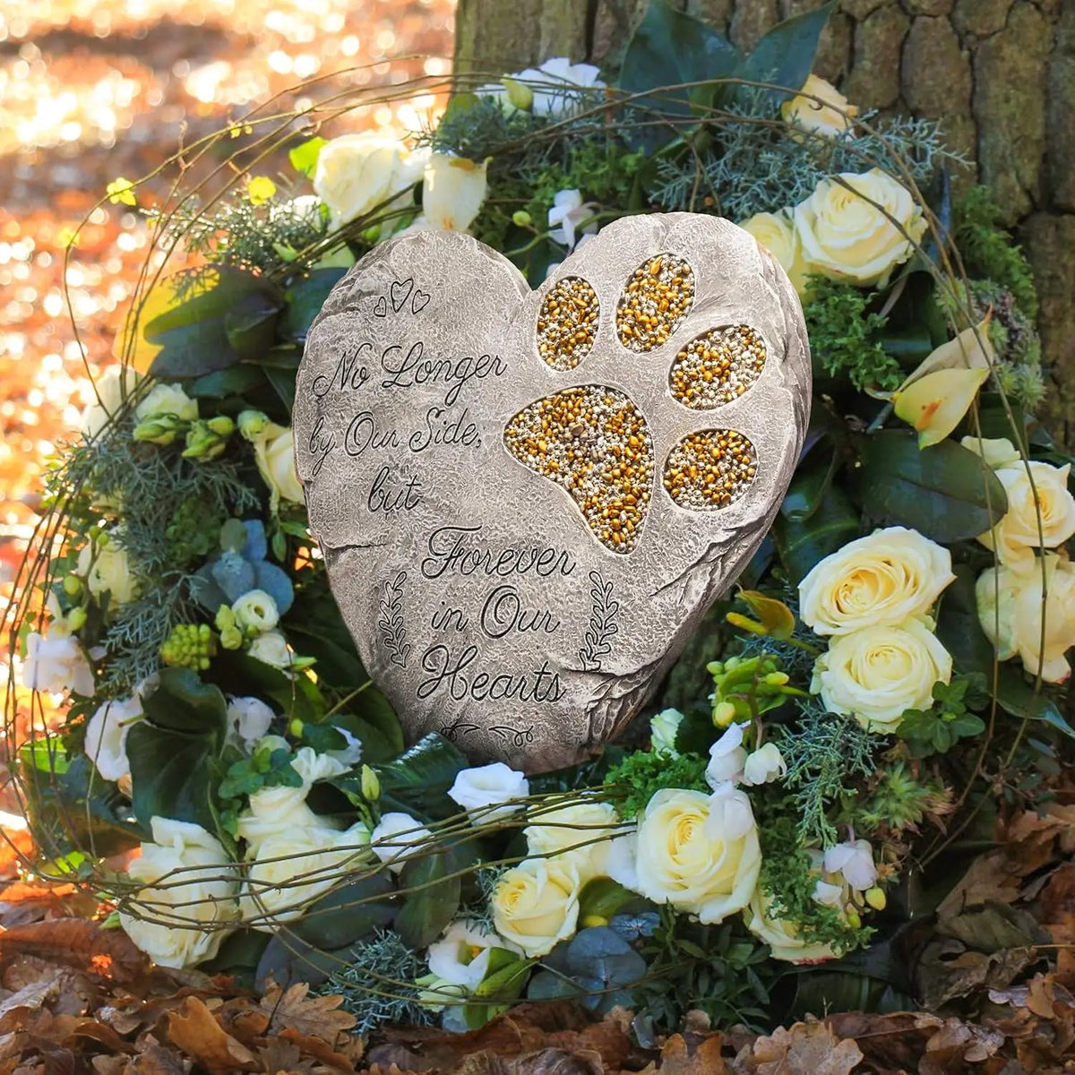 Dog Memorial Stone, Rainbow Bridge Keepsake Ornament for Pet Loss