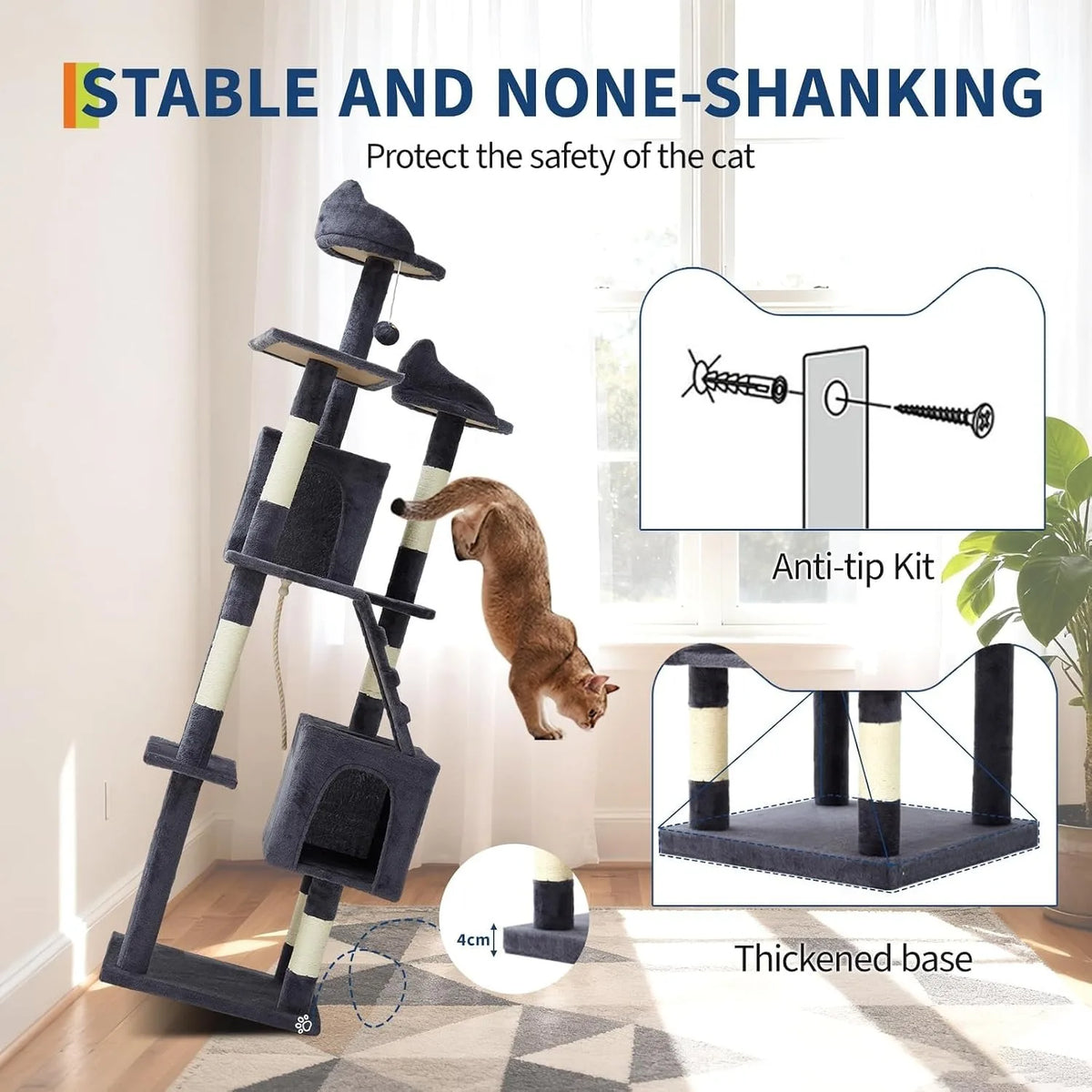 Multi Level Cat Tree Tower with Scratching Posts Condos Perches