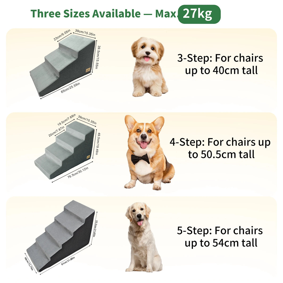 High Density Foam Dog Stairs With Washable Non Slip Cover
