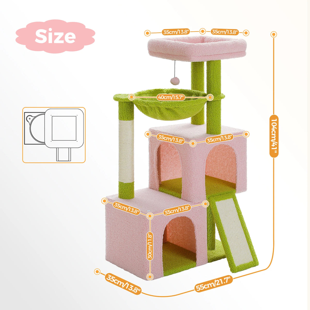 PAWZ Road Cat Tree With Condos And Sisal Scratch Pad