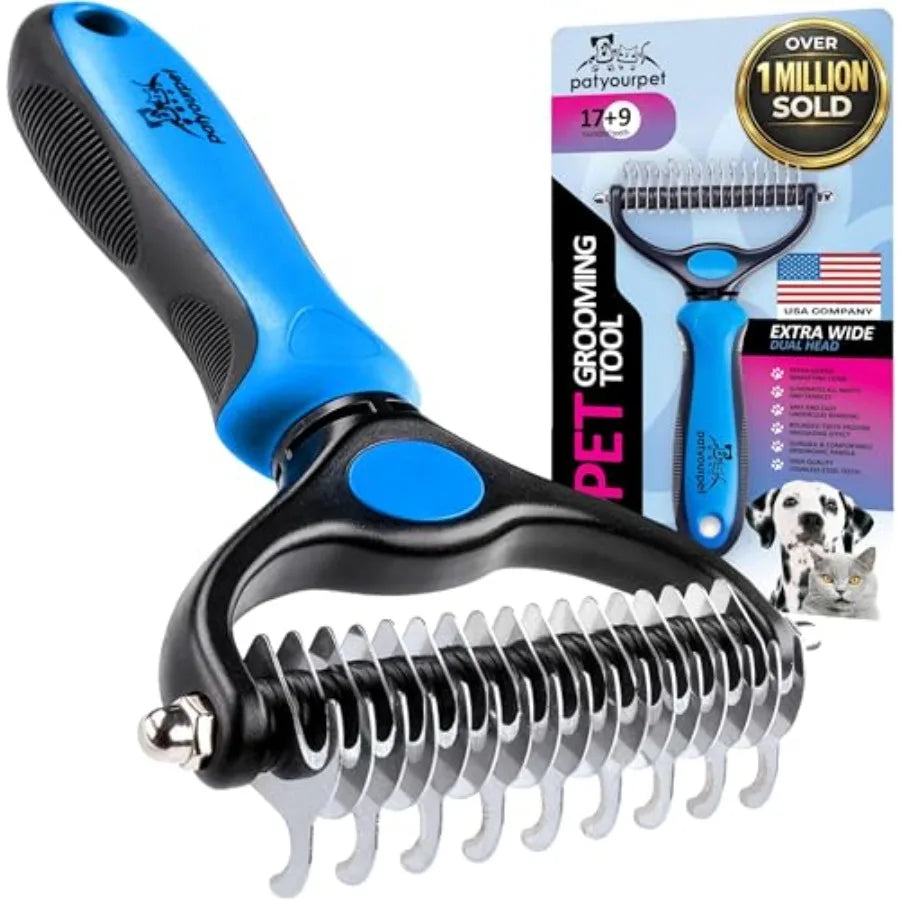 Gentle Double Sided Deshedding Brush for Cats and Dogs