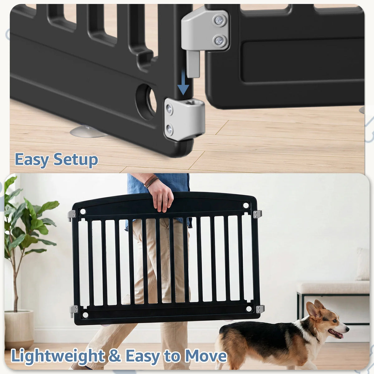 JHK Portable Plastic Dog Playpen For Indoor And Outdoor Use