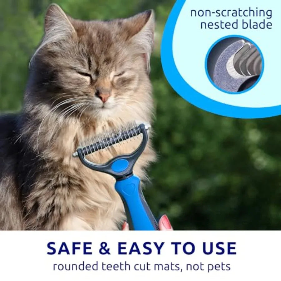Gentle Double Sided Deshedding Brush for Cats and Dogs