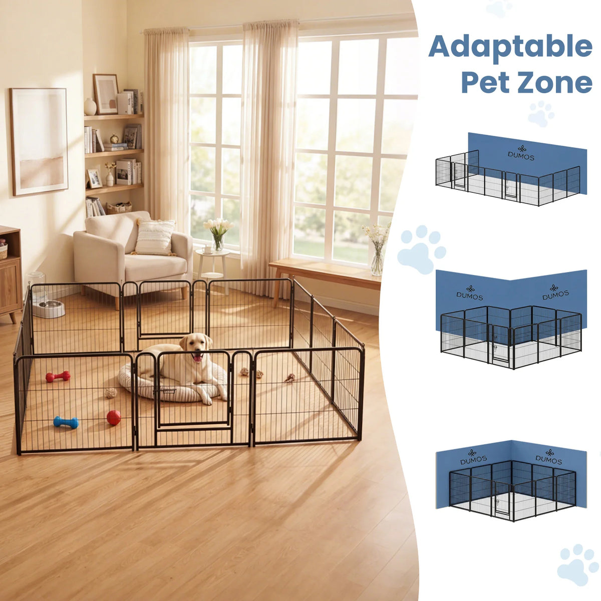JHK Metal 12 Panels Dog Playpen Pet Fence 24 Inch to 40 Inch Foldable Large Dog Puppy Exercise for Yard Gate Camping Outdoor