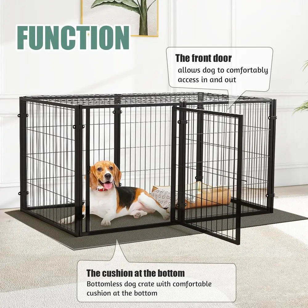 Large Dog Crate – 59 Inch Metal Kennel or Medium and Small Dogs, Sae Indoor & Outdoor XL Big Puppy Cage, Pet Playpen Yard, Dog e