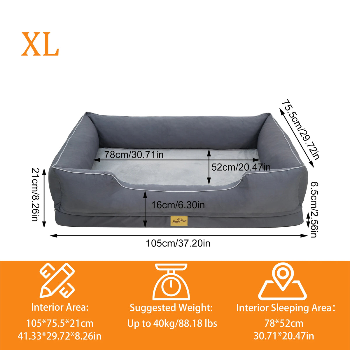 M/L/XL/2XL/3XL Orthopedic Dog Beds Oxford Bolster Foam Base Pet Dogs Couch Sofa Lounger Bed Waterproof Lining Removable Cover