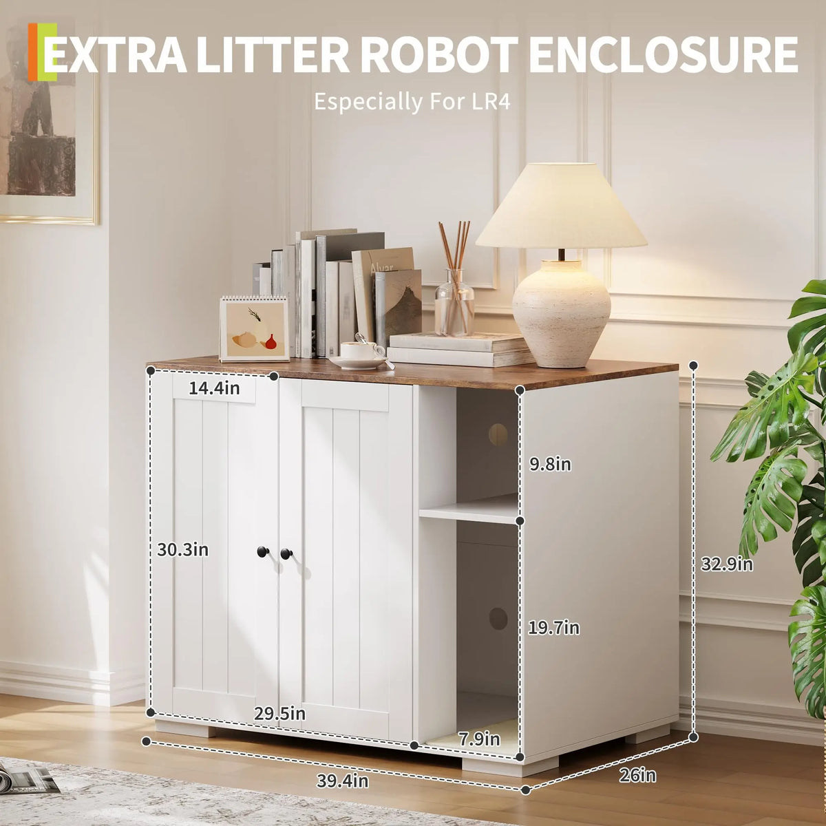 HiMISS Cat Litter Robot Enclosure With Shelf And Power Outlet