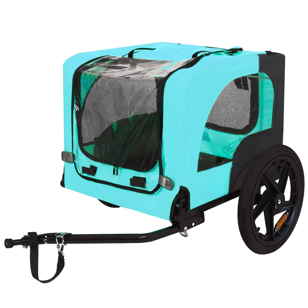 Foldable Dog Bike Trailer with Waterproof Canopy and Mesh Windows