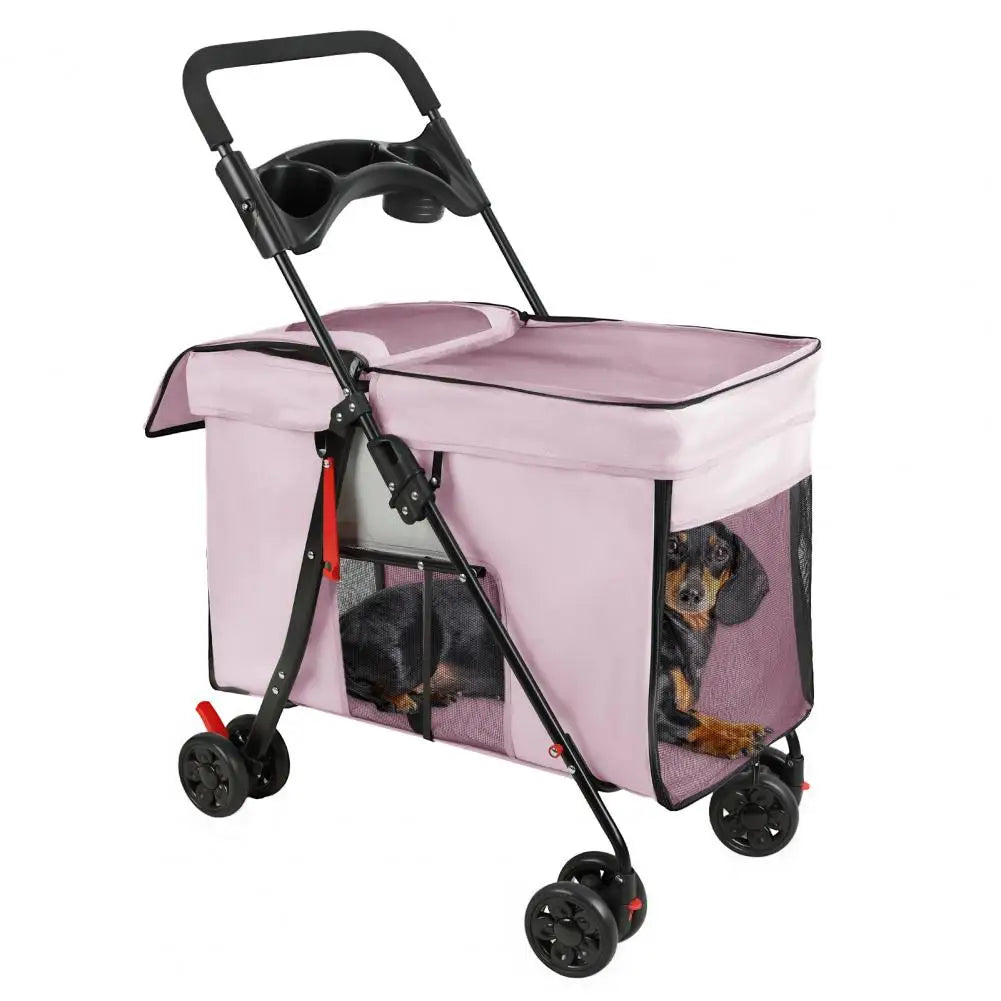 Dog Stroller With 360-degree Wheels Foldable Pet Cart 5 Ventilation Windows & Removable Tray Dog Cart For Small/Medium Dogs