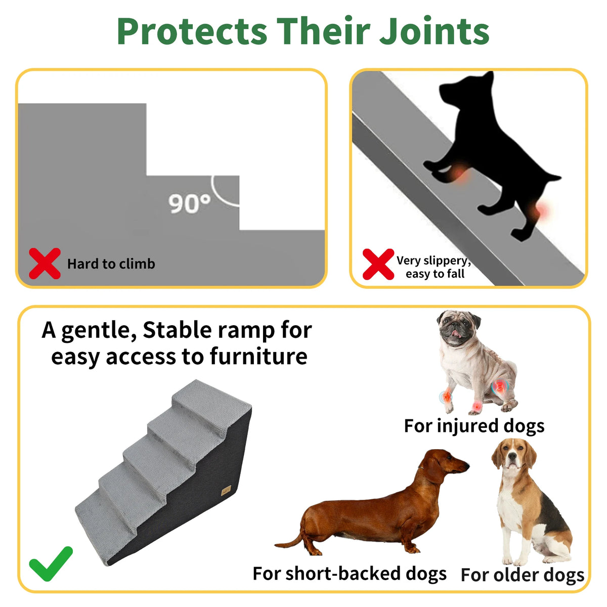 High Density Foam Dog Stairs With Washable Non Slip Cover