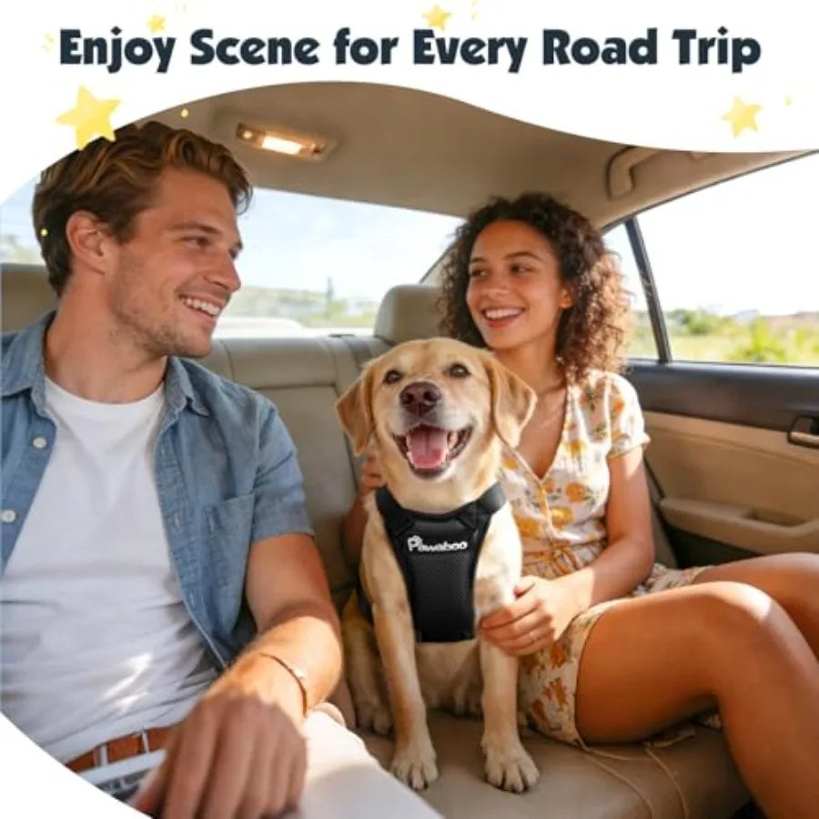 Adjustable Dog Car Harness Seatbelt With Double Clips Breathable Vest
